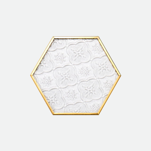Embossed Glass Gold Framed Coasters