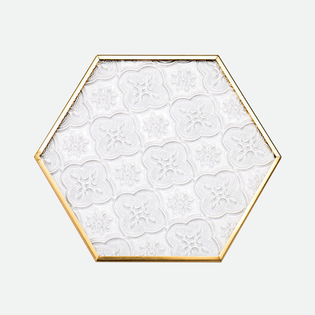 Embossed Glass Gold Framed Coasters