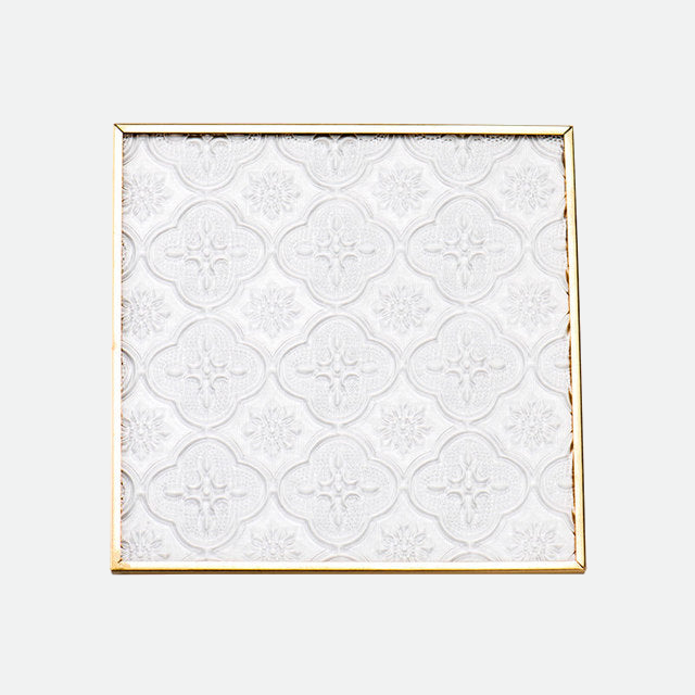 Embossed Glass Gold Framed Coasters