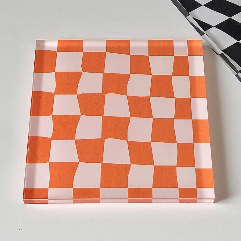 Colorful plaid fiber coasters