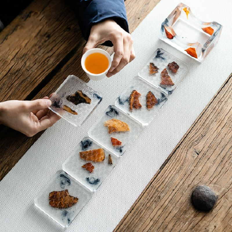 Wood & Colored Resin Coasters 6pc Set