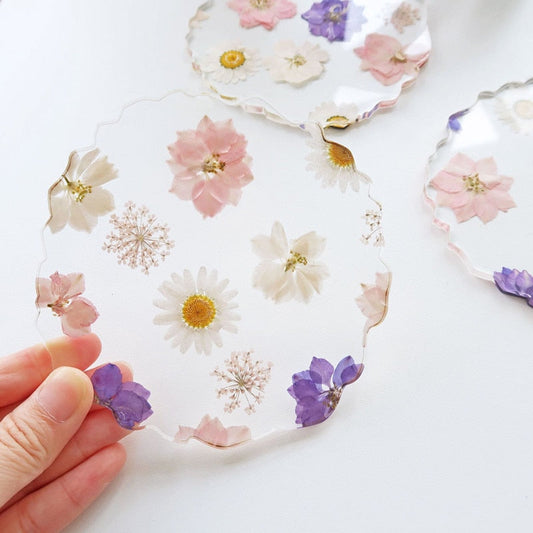 Dried flower acrylic coaster