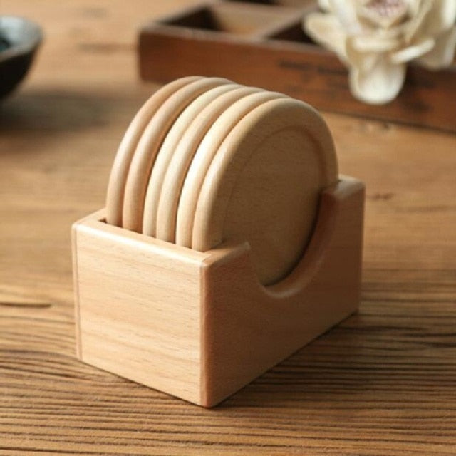 Pine Wood Coasters 6 pc Set