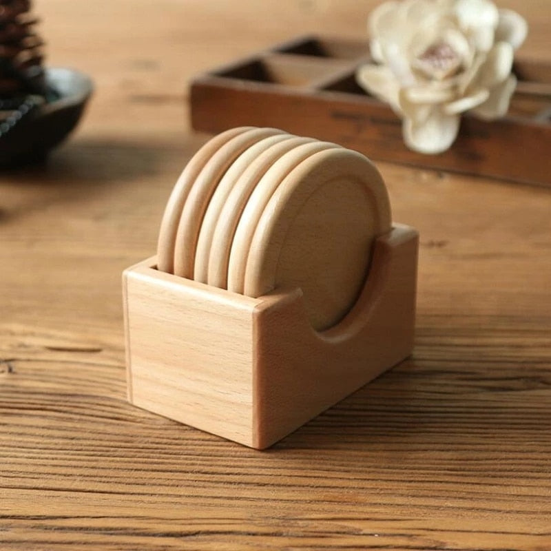 Pine Wood Coasters 6 pc Set