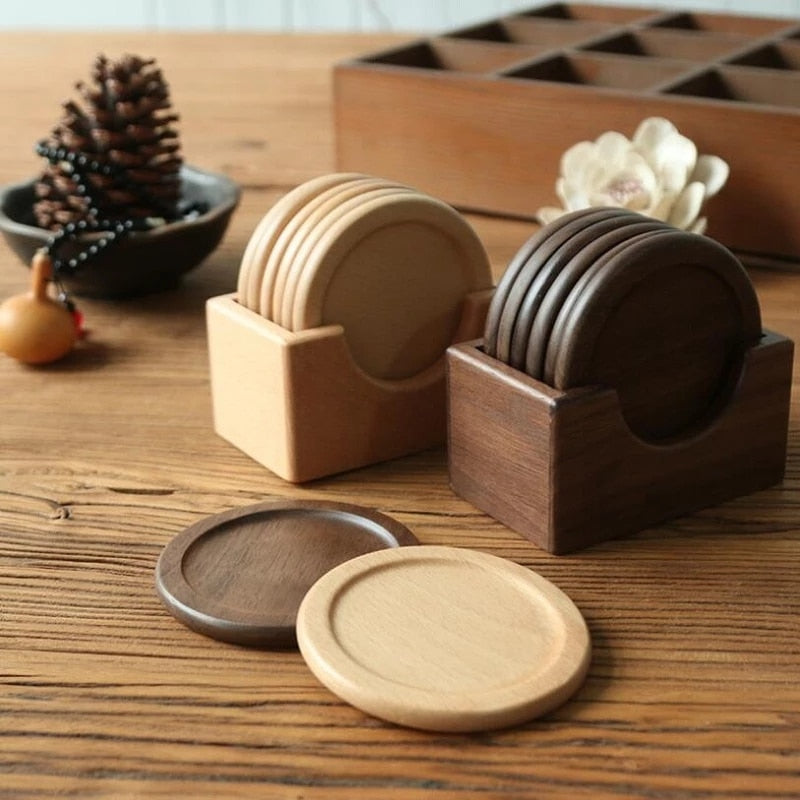 Pine Wood Coasters 6 pc Set