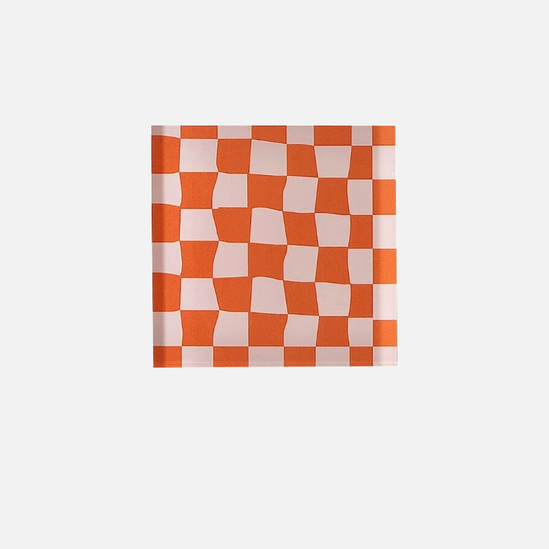Colorful plaid fiber coasters