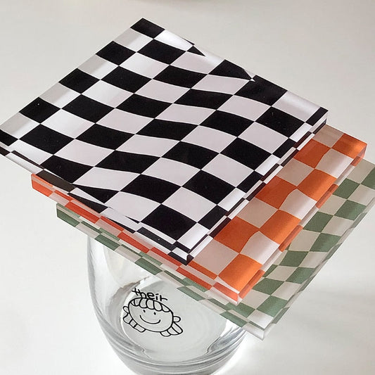 Colorful plaid fiber coasters