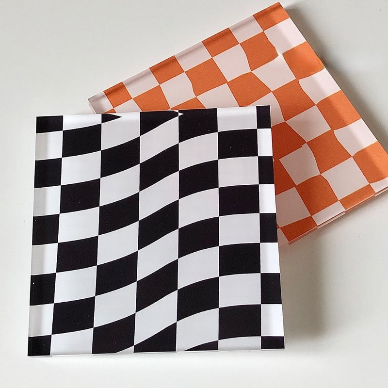 Colorful plaid fiber coasters